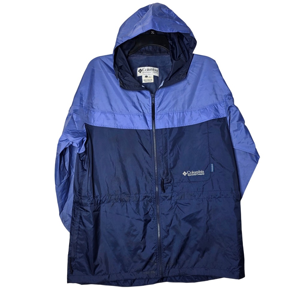 Columbia KL3920 Womens Large Blue Packable Hooded Windbreaker Jacket Gorpcore